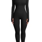 UMIPUBOCombinaison Femme Sport Yoga Jumpsuit Manches Longues Sexy à Col Carré Côtes Combinaison Une Pièces Bustiers Femme Vêtement de Sport