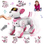 VATOS Jouet Robot Chien Télécommandé Enfants - Interactif Chien Robot Programmable 17 Fonctions, Intelligent Marchant Chien Chantant Danse Touchant Suivre, Jouets pour Filles 3-12 Cadeaux