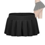 VandoveSuper Mini Jupe, Fille Sexy Écolières Plissées Jupe Femmes Très Courte Lingerie Cosplay Vêtements De Nuit Uniforme Costumes Outfit, pour Halloween Noël Saint Valentin