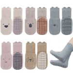 VicloonChaussettes Antidérapantes Bébé,Chaussettes Bébé Coton 100%,avec Fond en Silicone Antidérapantes,Unisexe,Convient aux Bébés de 0+ans