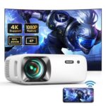 Videoprojecteur, 20000 Lumens 4K Supporte Retroprojecteur, Jimveo Native 1080P Full HD WiFi6 Bluetooth5.2 Projecteur Portable, Video Projecteur 4P/4D Zoom, 400'' Home Cinéma pour iOS, Android, Windows