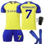 WGVSVLKEnsemble de maillot de football pour enfant - Jaune - N° 7 - Entraînement sportif avec t-shirts, shorts, chaussettes et genouillères