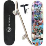 WHOME Pro Skateboard Complet pour Adulte/Enfant Fille/Garçon Débutant/Pro - 31 x 8 inch Standard,Plateau 8 Plis érable Alpin,Roulement ABEC-9,T-Tool Inclus