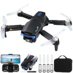 Weinsamkeit Drone avec Caméra 4K HD pour Enfant, Drone Quadricoptère FPV WiFi Télécommandé,Positionnement Optique,Mode sans Tête,Maintien d'Altitude,3D Flips, Cadeau pour Enfant ou Débutant - 2 Piles