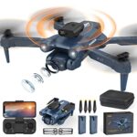 X-IDRONE17 Drone avec Caméra Réglable 1080P, Quadcopter Télécommandé RC avec Positionnement Optique et évitement actif Des Obstacles à 360°, Fonction 3D Turnaround, Drone FPV Pliable, 2 Batteries