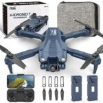 X17p Drone avec 1080P Caméra HD 2 Caméras, Mini Drones Aux Débutants Lentille réglable électriquement à 135° RC FPV WiFi Quadcopter, Positionnement du Flux Optique, 2 Batteries et Valise