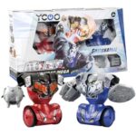 YCOO Pack 2 Robots Kombat Méga Télécommandés 16 cm, Poings Interchangeable, Jouet avec Effets sonores Et Lumineux, Dès 5 Ans
