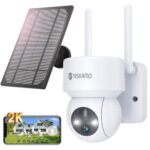 YESKAMO 2K Camera Surveillance WiFi Exterieure sans Fil Batterie 15000mAh - Panneau Solaire, IP66 Camera Solaire Exterieur,360° PTZ, 2.4GHz, PIR Sirène, Vision Nocturne Couleur, Audio Bidirectionnel