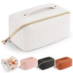 YordawnTrousse de Toilette Femme Grande Trousse Rangement Maquillage Homme Sac Cosmétique Vanity Voyage Organisateur Maquillage Valise pour l’Avion pour Hommes et Femmes, Carré Blanc
