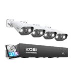 ZOSI 8CH 4K 2To PoE NVR avec 8MP Caméra de Sécurité PoE Kit Vidéo Surveillance pour Extérieure, Détection Humaine, Audio Bidirectionnel et Alarme de Son et de Lumière, Vision Nocturne Couleur
