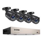 ZOSI H.265+ 8CH 5MP Lite DVR Enregistreur Vidéo Numérique avec 4X Caméra de Surveillance 2MP, Détection de Mouvement et Notifications Push Vision Nocturne 80ft App Gratuite-San Disque Dur