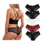 ZilamsCulotte Femme Dentelle Chic Tanga Sexy Lingerie String sous Vetement Stretch Slips Taille Basse Bikini Multipack Tentation Panties