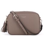 flora & coSac Caméra Bandoulière Femme Double Zip Frange - Sacoche Porté Epaule Croisé Forme Rectangle - Besace Ville Fourre-Tout Similicuir Grainé - Tendance Mode