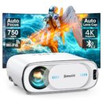 【Auto Focus&Keystone&Auto Lens Cap】 Videoprojecteur WiFi Bluetooth, 20000L 750ANSI Retroprojecteur 4K Supporte, Jimveo 1080P Full HD Projecteur Portable, Auto 4P/6D Correction, 50% Zoom Home Cinéma