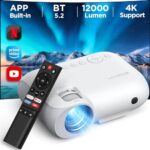 【Netflix/Prime Video/Youtube Intégrés】 Vidéoprojecteur Portable Bluetooth - 12000Lumen Projecteur 4K, Full HD 1080P Natif, YOTON Y9 Retroprojecteur Compatible avec HDMI/USB/Android/Son Dolby