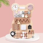 KKTECT Tableau Montessori Busy Board Plateau de Jeu sensoriel Planche occupée Table d'activités en Bois Faits à la Main Cadeau de Jouet