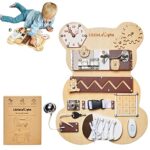 Planche Montessori Pour Tout-Petits | Grande Tableau Montessori Bois Activités Amusantes | Busy Board Sensorielle Bébé | 1 Ou 2 Ans | Jeu Voyage | Planche Activité Développe Motricité Fine