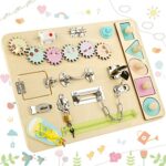 StarryTiger Busy Board Montessori, Jouet de Sensoriels en Bois pour Enfant, Apprendre Motricité Fine et Compétences de Base, Panneau d'Activités Enfants, Jouets de Motricité, Planche avec Serrures