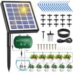AIBISTAR D'irrigation Goutte à Goutte Automatique énergie Solaire, 12 Modes de Chronométrage, Avec Tuyau D'arrosage de 15M, Convient Aux Plantes en Pot de Jardin Intérieur et Extérieur, Aux Légumes