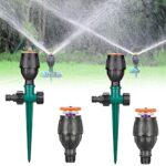 Arroseur Pelouse Jardin 2 pièces Système d'arrosage Rotatif 360 Degrés Système d'arrosage Automatique avec Pique Plastique pour Arroser Les Plantes Fleurs Légumes