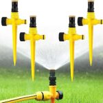 Arroseur de Jardin, 4Pcs Arroseur pour Pelouse, Arroseur Automatique 360° Rotatif, Arroseur de Pelouse Sector Arroseur Réglable 90°-180°-360° pour Plantes, Fleurs et légumes