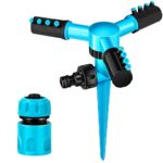 Arroseur de Jardin Plastique Arroseur de Pelouse Automatique à 360° Arroseur d'eau Pulvérisateur Durable à 3 Bras pour Jardin Et l'Irrigation Pastorale