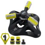 Arroseur d'eau de Jardin, DEWINNER Irrigation Automatique Rotative à 360°de la Pelouse,3 Bras Rotatifs Réglables pour Les Légumes à Fleurs Végétales,2 Buses de Pulvérisation Circulaires,3 Connecteurs