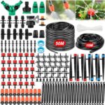 Système d'irrigation Jardin, 263Pcs Kit d'irrigation Goutte, Kit d'irrigation Goutte à Goutte Automatique avec 50+15m Tuyau,Kit arrosage Automatique pour Jardin pelouse Serre Plantes